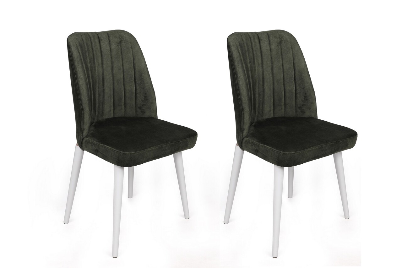 Set scaune 2 piese, Hanah Home, Alfa-492 V2, Kaki/Alb - imagine 5